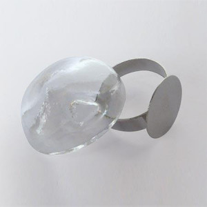 Bague globe en verre Ovale argent 20 x 25 x 13 mm